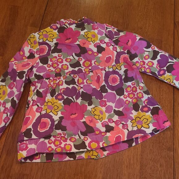 OshKosh Genuine Kids Girls 4T Floral Button Front Jacket Pink Purple Flowers - Picture 4 of 4